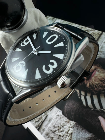 Men's Mechanical Watch for Shanghai 8120 Manual Movement 38mm Vintage 3D Acrylic Crystal
