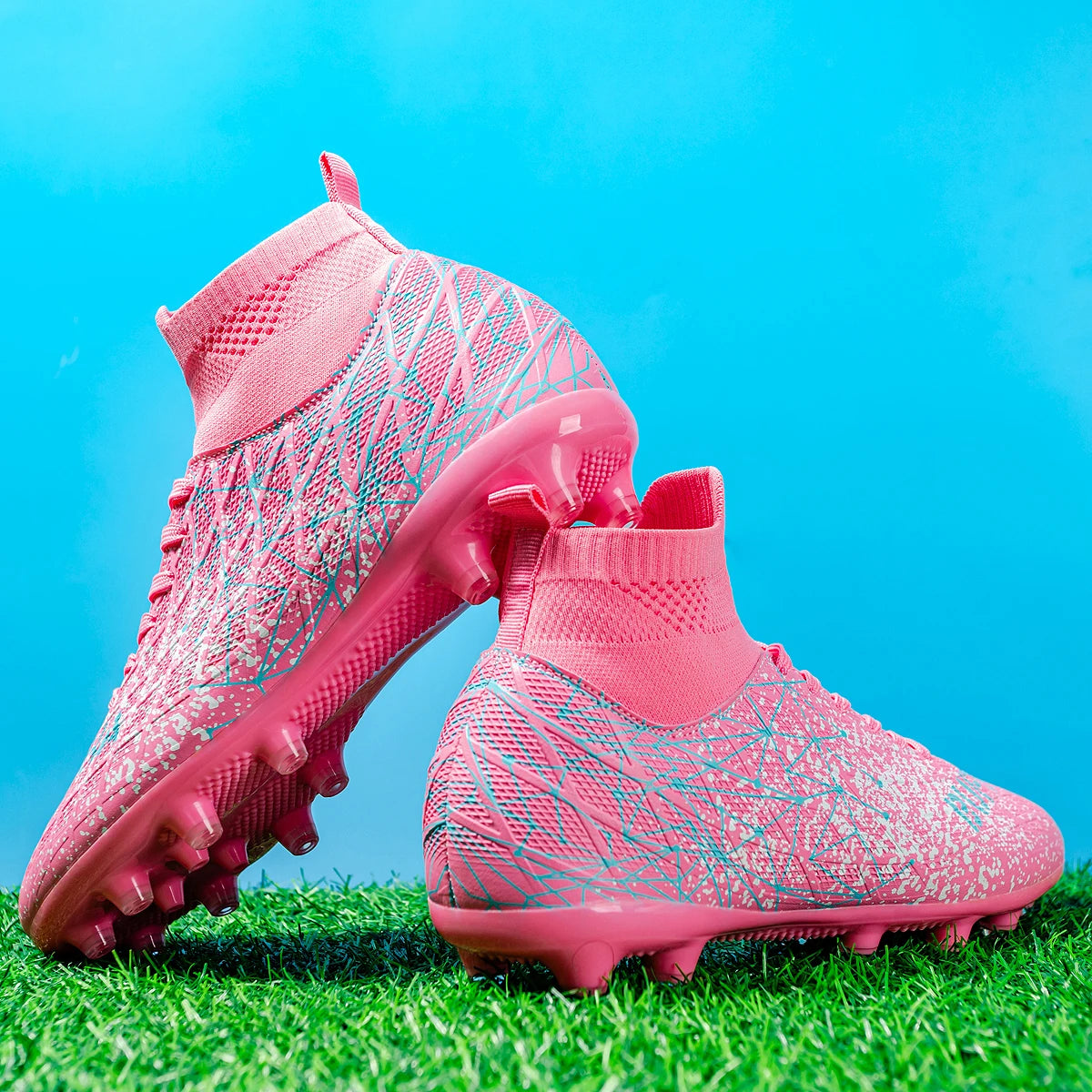 AG /FG Athletic Soccer cleats PU Fabric Comfort Upper TPU Anti-slip Long Studs Sole Reliable Quality Adult Kids Training Shoes