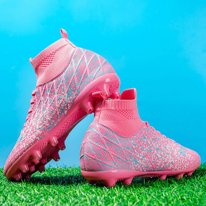 AG /FG Athletic Soccer cleats PU Fabric Comfort Upper TPU Anti-slip Long Studs Sole Reliable Quality Adult Kids Training Shoes