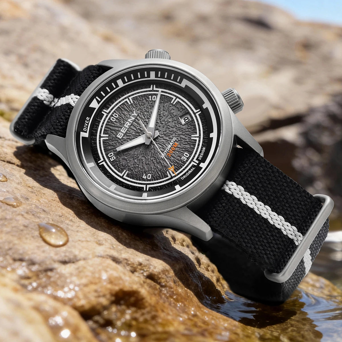 BERNY Titanium Diver Watches for Men 20ATM Super Luminous Automatic Mechanical Men's Dive Watch Sapphire Swim Diving Wristwatch