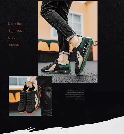 Men's Casual Sports Shoes Breathable Comfortable Flat Heel Low Cut Lace up Leather Upgraded Version of the Classic AGAM Shoe