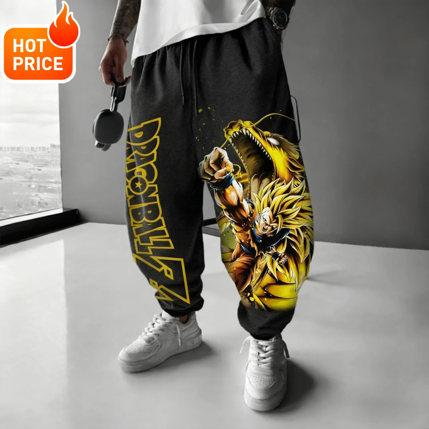 Son Goku Anime Dragon Ball Men's Harajuku Super Saiyan Winter Cotton Pants Streetwear Women Casual Cuffed Sweatpants Unisex Y2K