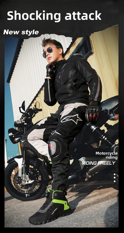 Casual Leather Motorcycle Riding Boots for Men Off-Road Motocross Shoes Breathable Wear Resistant