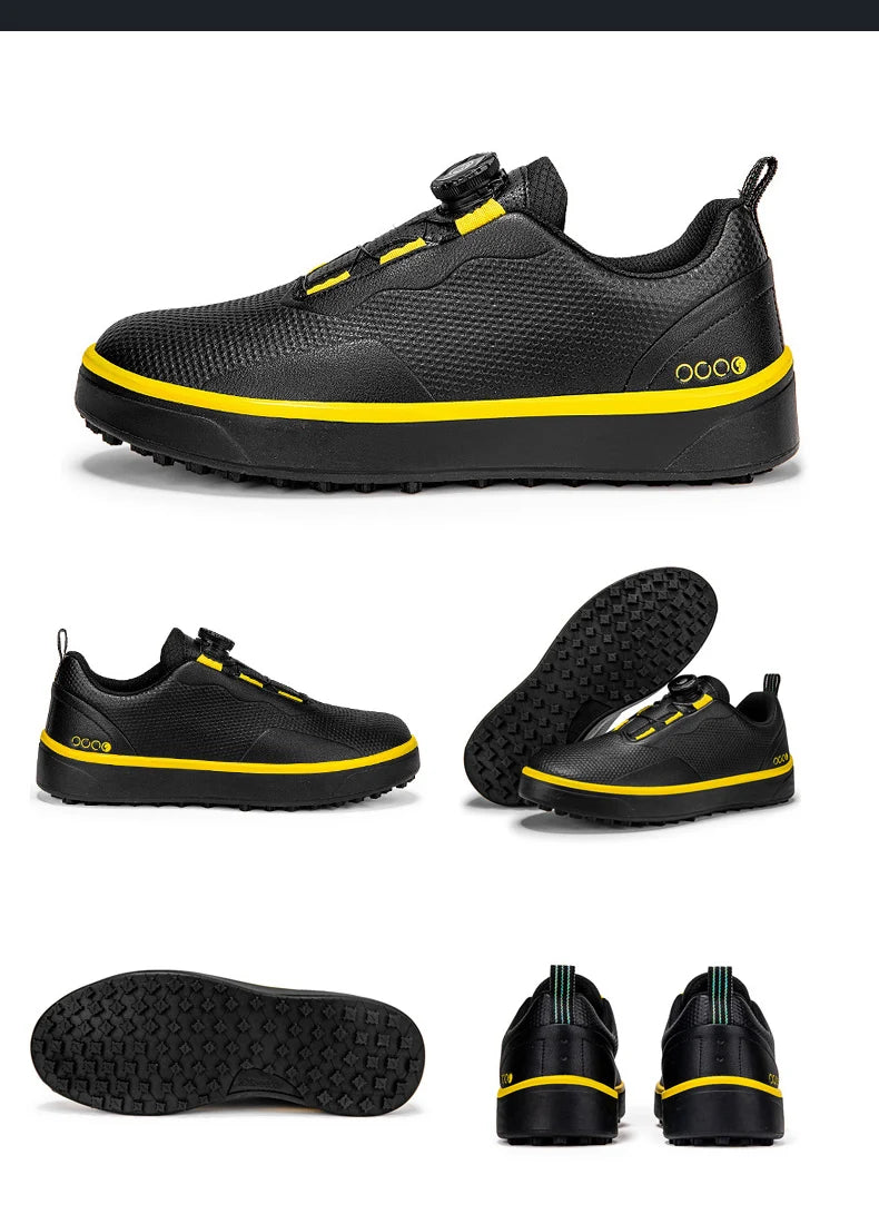 Couple Golf Shoes  Men's White Waterproof  Rotating buckle Fitness Spikeless Non slip Golf Golfer Training Golf Sneakers Women