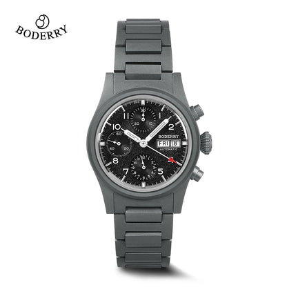 Boderry Chronograph Watch LANDMASTER Titanium Automatic mechanical Field Watches Outdoor Sport Waterproof Dive Wristwatch Men