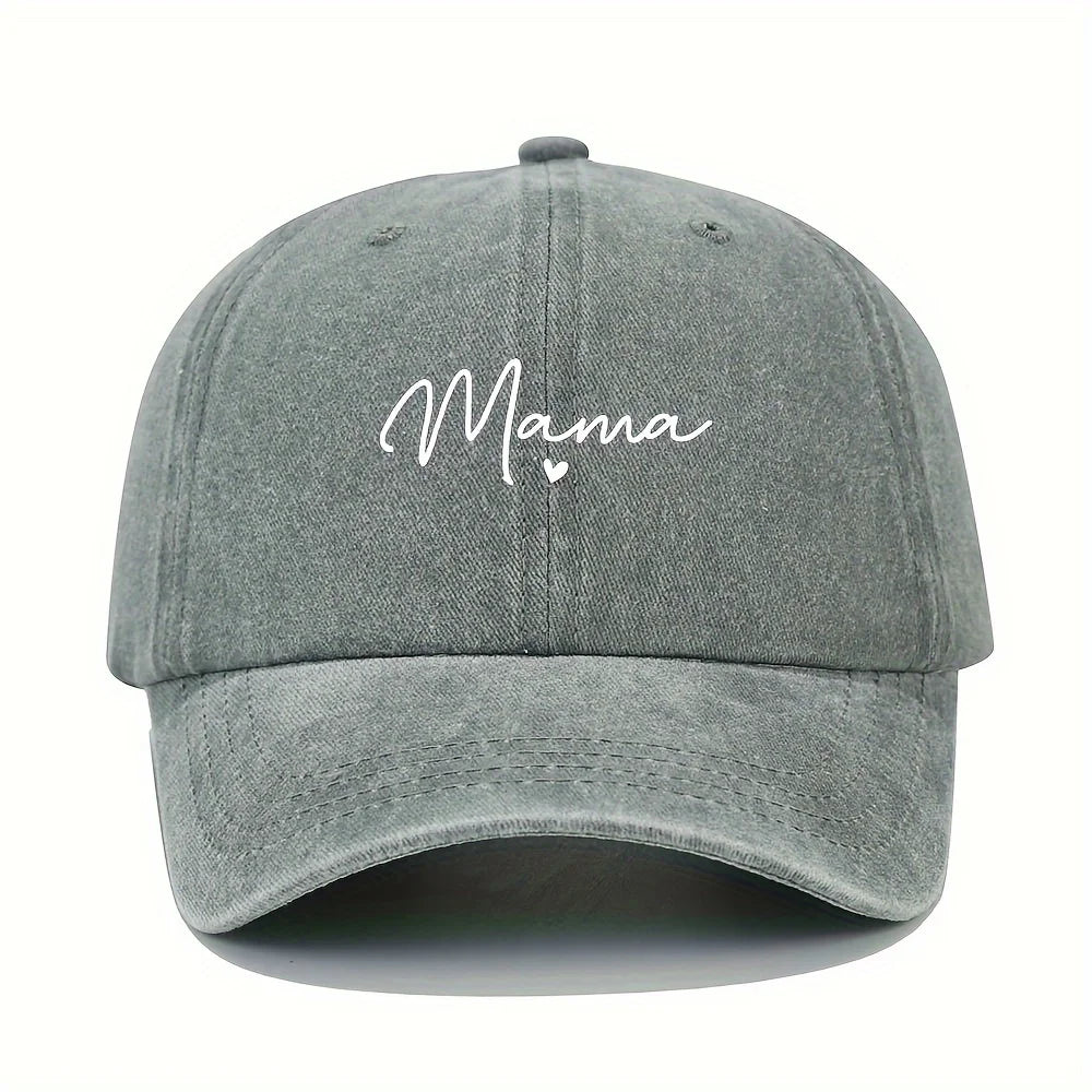 Mom loves patterned printed baseball caps, retro and fashionable women's casual washed dad hats, outdoor soft top sports hats