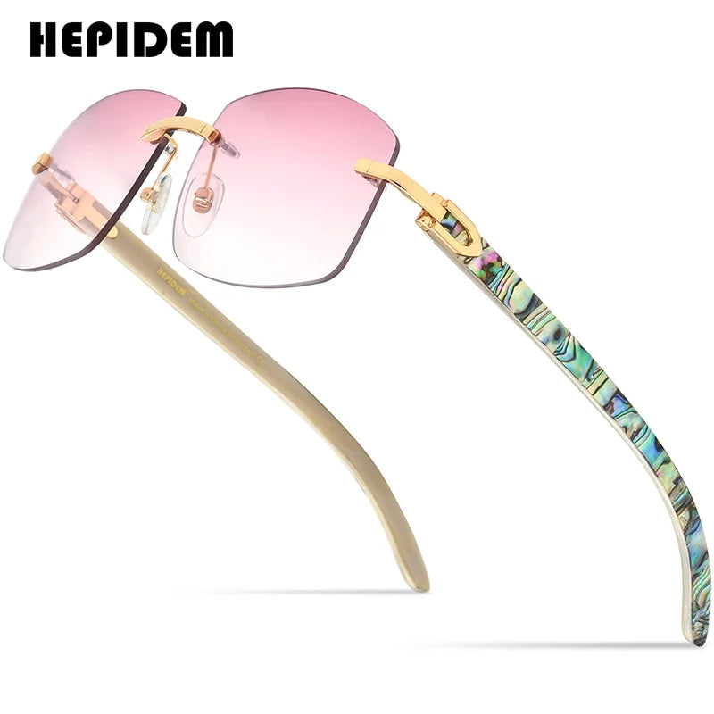 HEPIDEM Buffalo Horn Glasses Men Famous Brand Design Rimless Sunglasses Women Luxury Eyewear Horn-Rim Frameless Buffs Eyeglasses