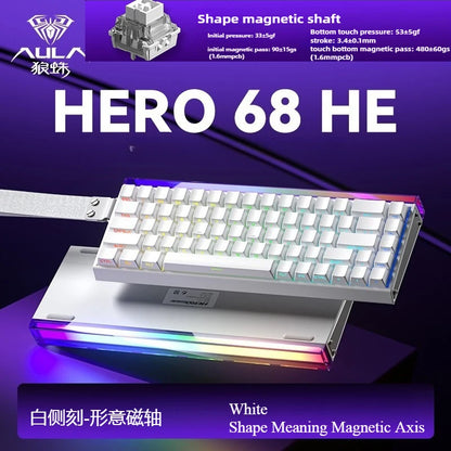 Magnetic Keyboard mechanical Aula Hero68he wired RGB 65% teclados gamer Hot-Swap pc 8000 Hz Polling Rate white clavier mecanique