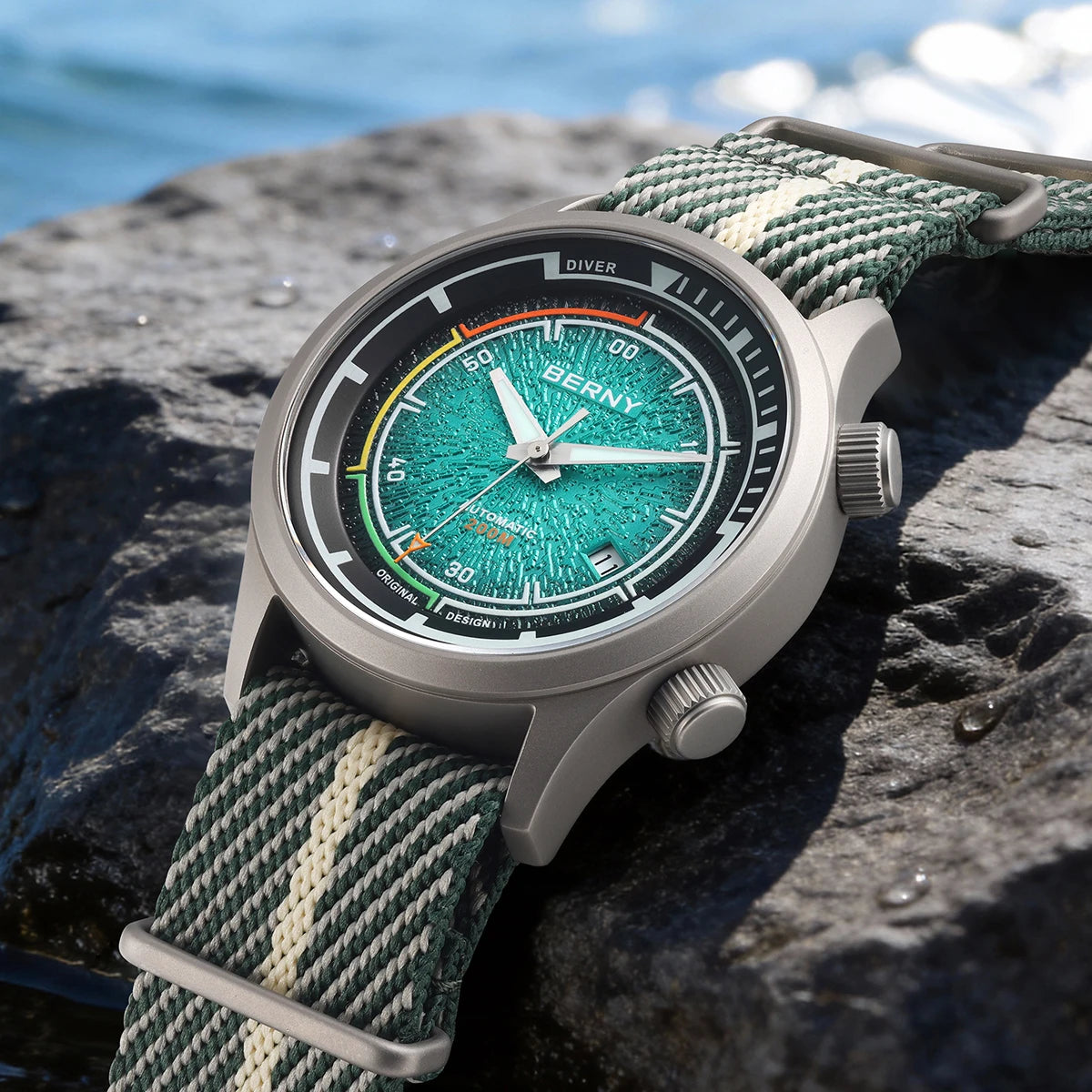 BERNY Titanium Diver Watches for Men 20ATM Super Luminous Automatic Mechanical Men's Dive Watch Sapphire Swim Diving Wristwatch