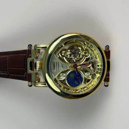  Top Luxury Moon Phase Men's Watches Original Mechanical Leather Men Clock Date Week Hollow Tourbillon Automatic Man Watch