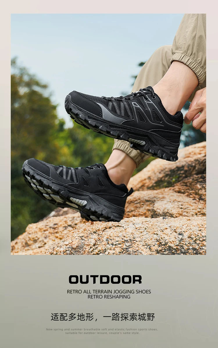 New Large Outdoor Mountaineering Shoes Men Spring and Autumn Mesh Breathable Sneaker Outdoor Travel Hiking Non slip Shoes