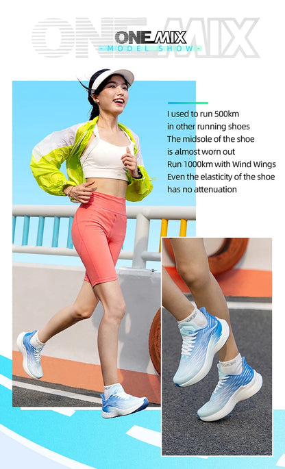 Onemix 2026 Wind Wings Breathable Speed Running Shoes Men Marathon Sports Casual Women Sports Shoes Light Men Outdoor Jump Rope