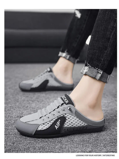Men's Slip-On Lace-Up Casual Sports Shoes Breathable Mesh Unisex Spring Autumn Season Low Cut Flat Footwear Quick Easy Wear