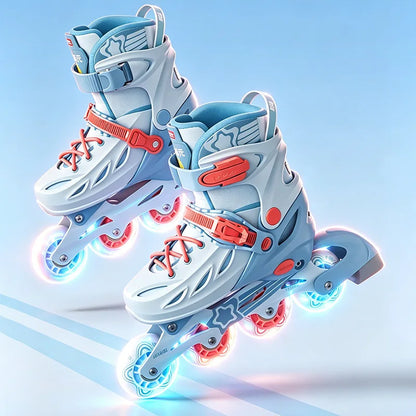 Inline Skates boy black Adjustable Size pink girl Children Sports Rollerblades High Speed new LED Light Up Professional