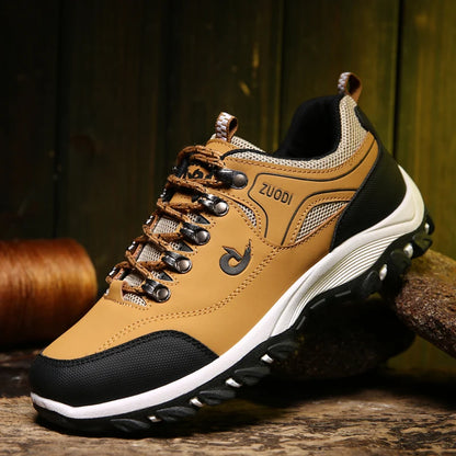 Autumn And Winter Models, Men's Waterproof Hiking Shoes, Outdoor PU Leather Sports Shoes, Wear-Resistant,  Walking, Tactical