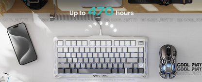GravaStar Mercury K1 75% Wireless Mechanical Gaming Keyboard, Aluminum Alloy Exoskeleton Design, RGB Backlit, Hot-Swap Socket