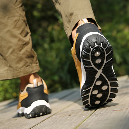 Autumn And Winter Models, Men's Waterproof Hiking Shoes, Outdoor PU Leather Sports Shoes, Wear-Resistant,  Walking, Tactical