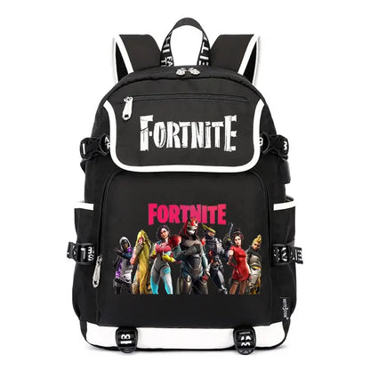 Fortnites Large Capacity Backpack Casual Shoulder Bag with USB Port Unisex Anime Students Schoolbag New Stylish Stationery Gift