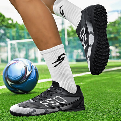 All Season TF Turf Football Boots PU Breathable Fabric Upper Rubber Non-slip Sole Durable Men Women Teenager Shoes