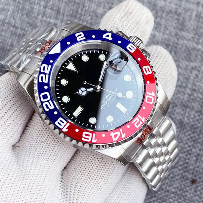 Relógio de Homem Automático Miyota8215 Impermeável 200m, Relógio de Mergulho 40mm com Movimento Mecânico, Luminoso, Bracelete Jubilee e Fecho Glide Lock