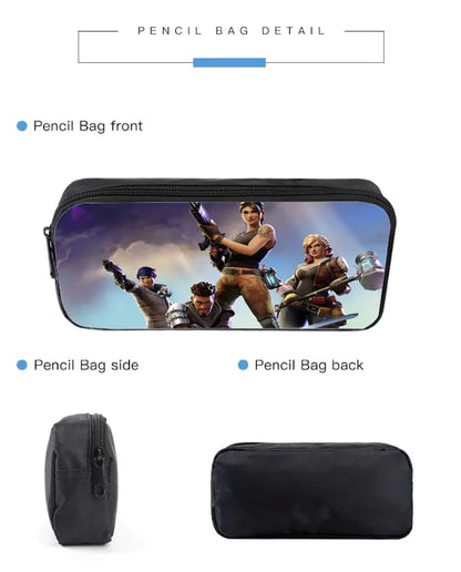 Conjunto de Mochila Fortnited 3PCS para Adolescentes e Estudantes, Saco de Viagem Fortress Night, Mochila Escolar 3D de Jogos Populares