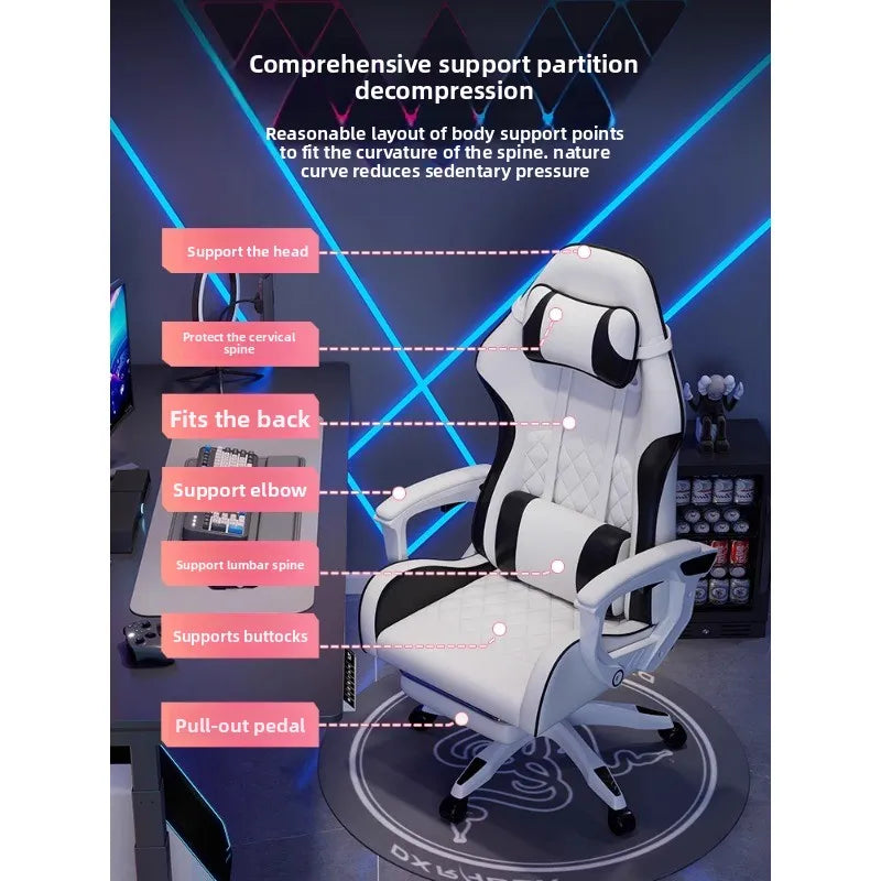 Male E-sports Chair is Comfortable for Prolonged Sitting, Computer Chair Can be Reclined for Leisure, Backrest
