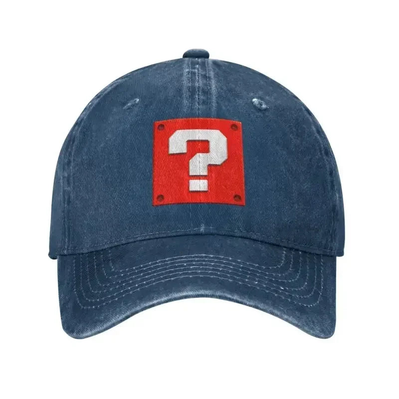 Casquette de baseball personnalisée, style Cartoom, avec motif « Question Block », pour femmes et hommes, ajustable, unisexe, en coton, style « Dad Hat », casquettes Snapback performantes