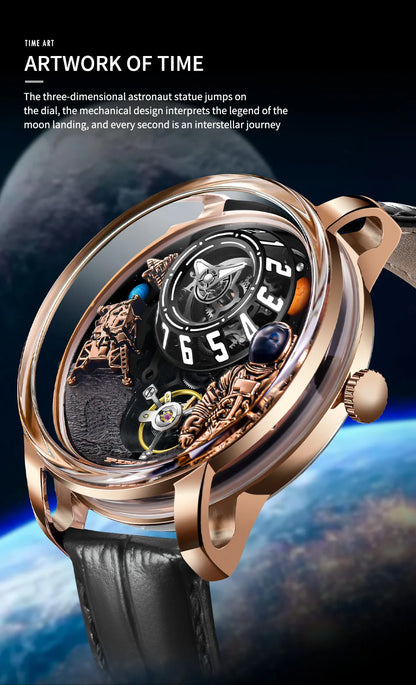PINDU Watch Men New Space Series Unique Design Three-dimensional Dial Arabic Numerals Luminous Sapphire Mechanical Watch W2101B