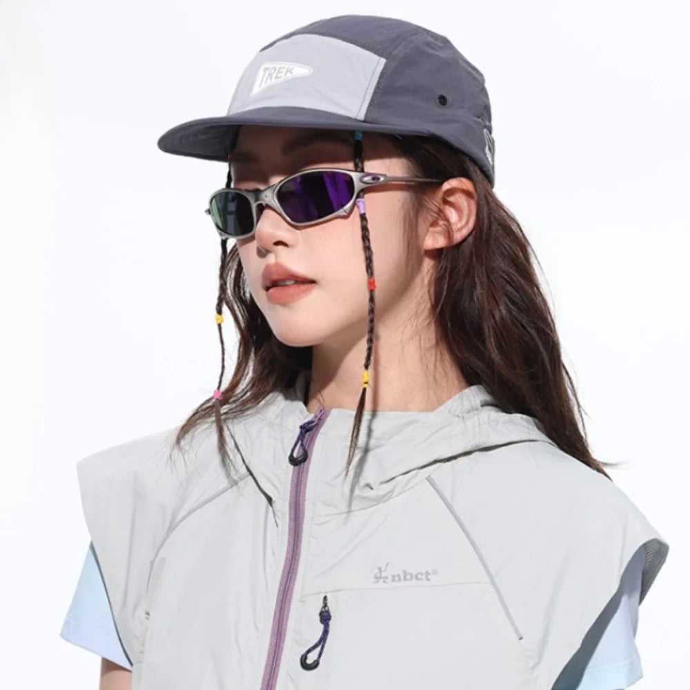 Casquette de baseball à 5 panneaux et à visière courte, brodée - Casquette de soleil pour femme, en maille respirante à séchage rapide, légère, élégante et polyvalente