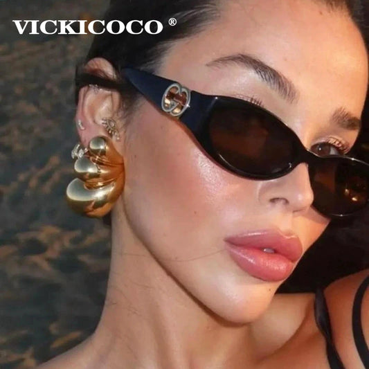 Stylish Small Oval Sunglasses For Women Trendy Design Decoration Fashion Sun Glasses Travelling Hiking Party Women's Shades