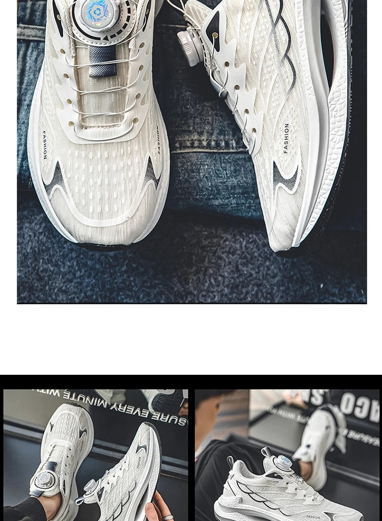 Letnie, oddychające, codzienne buty sportowe dla mężczyzn, nowe, modne i wszechstronne buty do biegania z oddychającą siateczką i obrotową klamrą, odpowiednie do uprawiania sportów na świeżym powietrzu i do codziennego noszenia