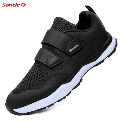Buty rowerowe Santic – wielofunkcyjne buty do biegania, SPD, do użytku w pomieszczeniach i rekreacji, z gumową podeszwą, zapięciem na rzep, z siateczką 3D, unisex