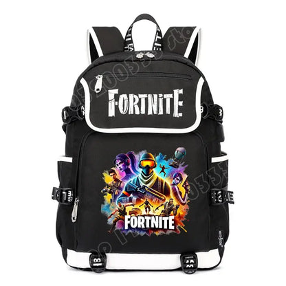 Fortnites Large Capacity Backpack Casual Shoulder Bag with USB Port Unisex Anime Students Schoolbag New Stylish Stationery Gift