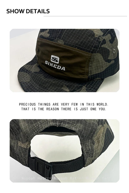 Unisex CAMO brzo sušeće vezene bejzbol kape s kapuljačom, s blokovima boja, prozračne, personalizirane, s izbočenim vrhom, višenamjenske