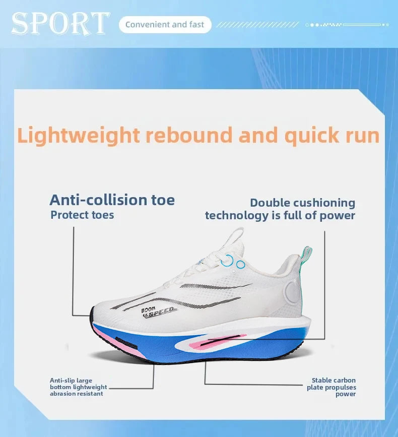 Men Carbon Board Running Shoes Marathon Long-Distance Running Sports Shoes Support Stable Casual Women Breathable Running Shoes