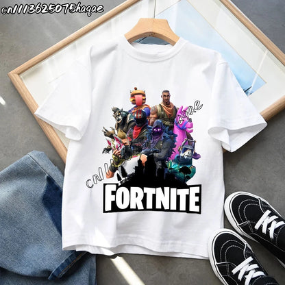 Summer New Fortnites Children T-shirts Cartoon Figure Graphic T-shirt Casual Sports Short Sleeves Sports Tops Kids Boys Clothing