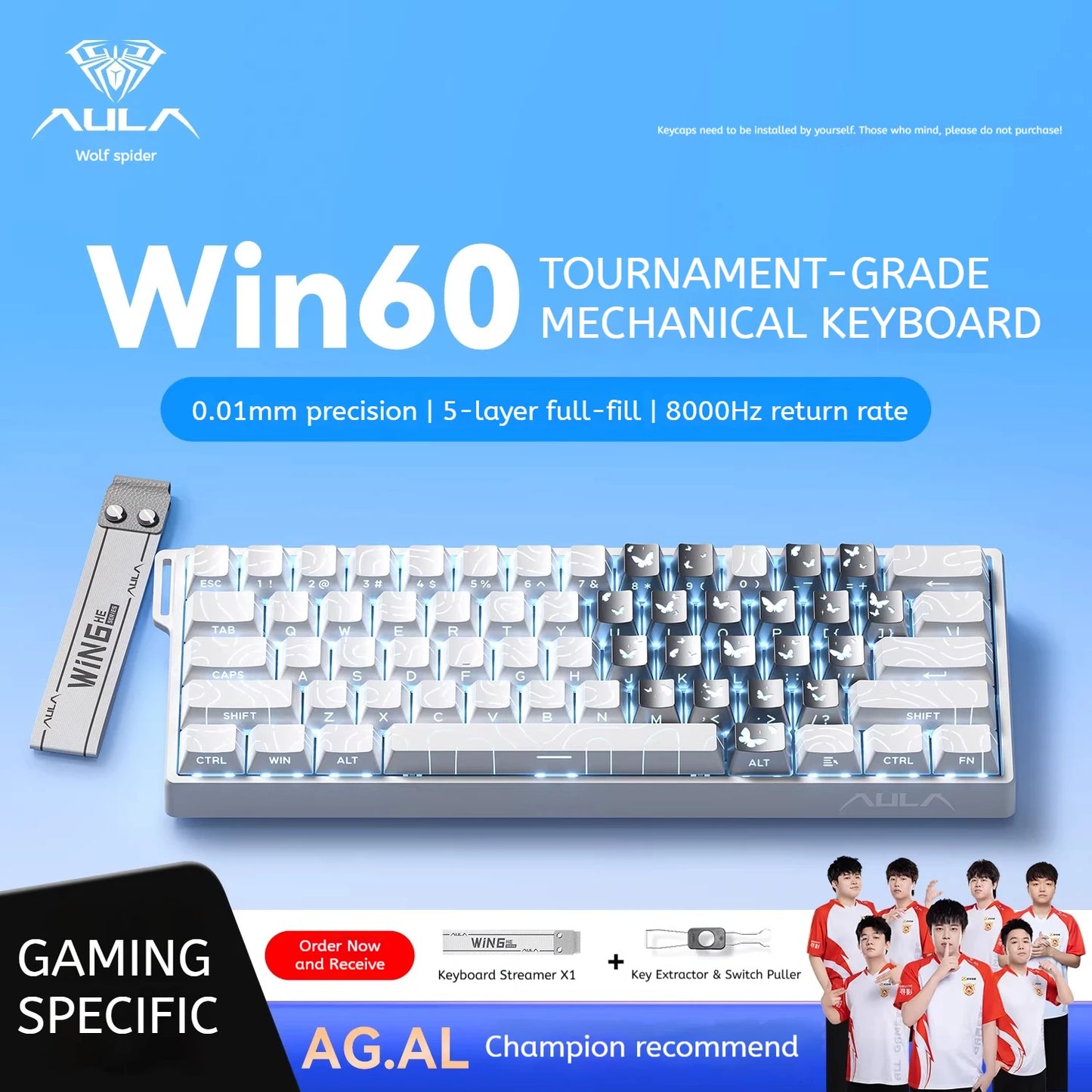 AULA WIN60 HE Magnetic Keyboard Wired Trigger 8K Return Esports Gamer Customize RGB Mechanical Gaming Keyboard