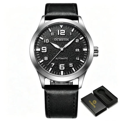 OCHSTIN Man Mechanical Pilot Wrist Watches Luxury Self Wind Leather Mechanic Male Clock Auto Date Relogio Masculino Gift for Men