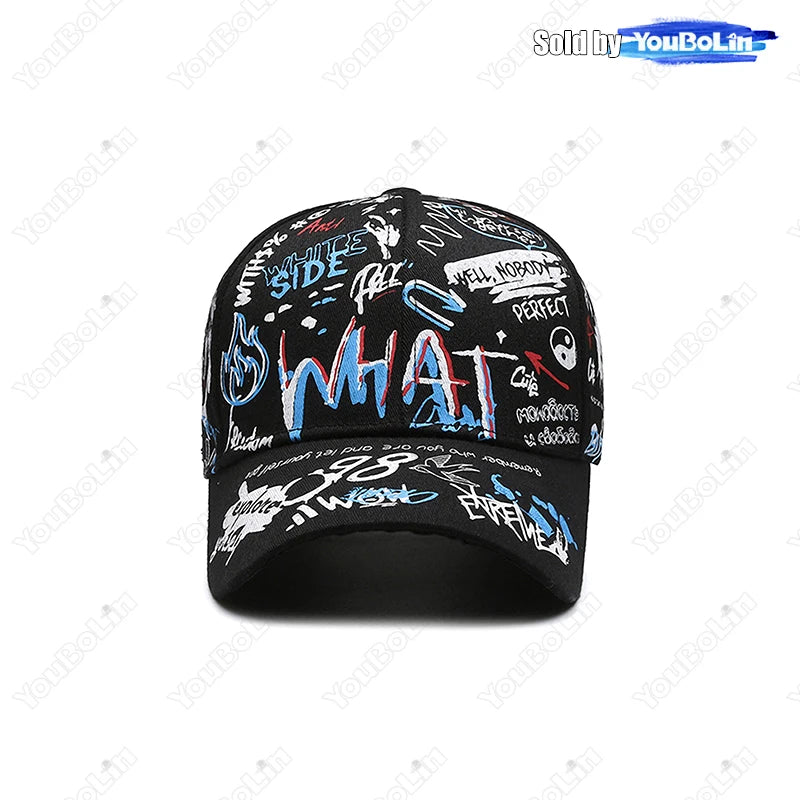 Cappellino da baseball graffiti per uomo e donna – Cappello regolabile in cotone stile street snapback