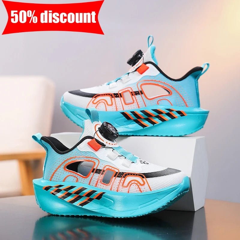 Childrens Running Shoes Comfortable Mesh Boys Outdoor Training Shock-absorbing Tennis Shoes New Hollow Breathable Casual Shoes