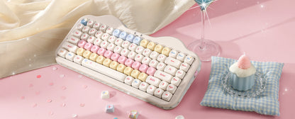 Teclado mecânico sem fios YUNZII C75, 75% cremoso com Hot Swap e RGB personalizável, design Gasket Cute Cake, para Win/Mac/Gaming