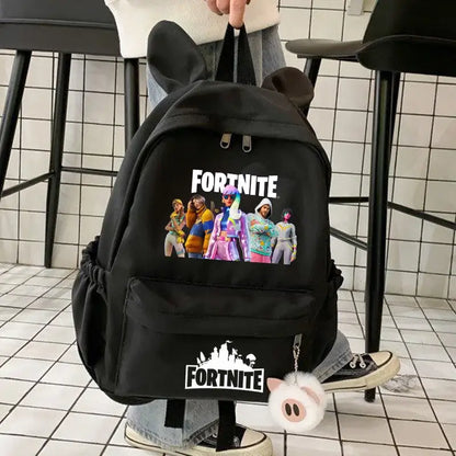 New Fortnite Cartoon Backpack Boy Girl Casual Schoolbag Large Capacity Student Bag Rabbit Ears Travel Backpack Stationery Gift