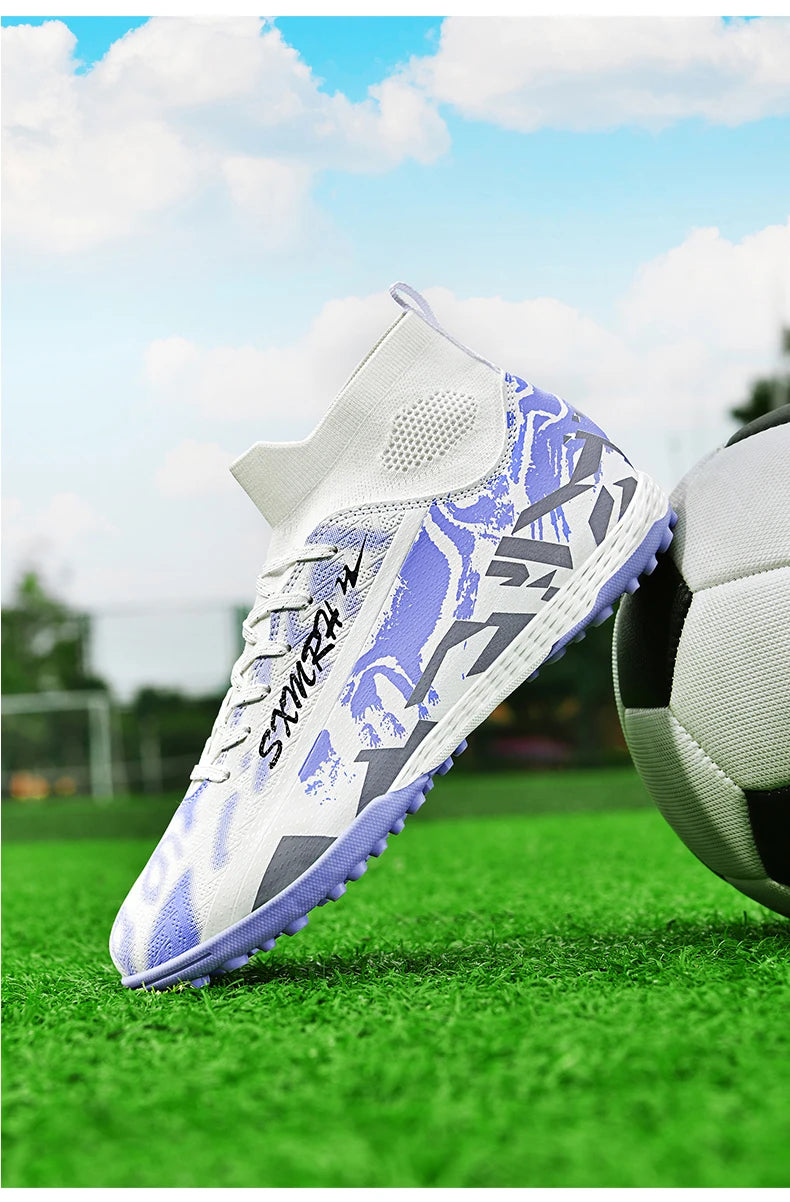Double Star Men's High-Top TF Turf Football Boots, Youth & Student Edition, Adult & Kids, Professional Match & Training Soccer S
