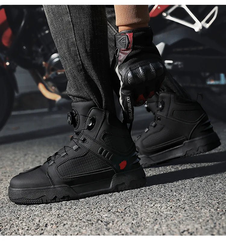 Motorcycle Boots Men Biker Shoes Moto Sneaker Microfiber Leather Adventure Motocross Shoes Anti-slip Motorcycle Equipment