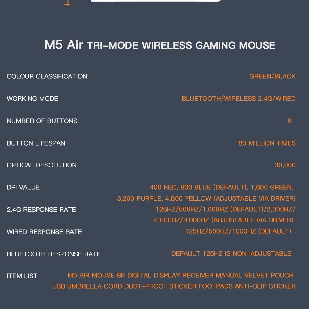 Rato Gaming Sem Fios Darmoshark M5Air em Fibra de Carbono Forjada 8K, PAW3950, 30K DPI, para Mãos Pequenas, Pegada Fingertip, Macros de Jogo, Leve