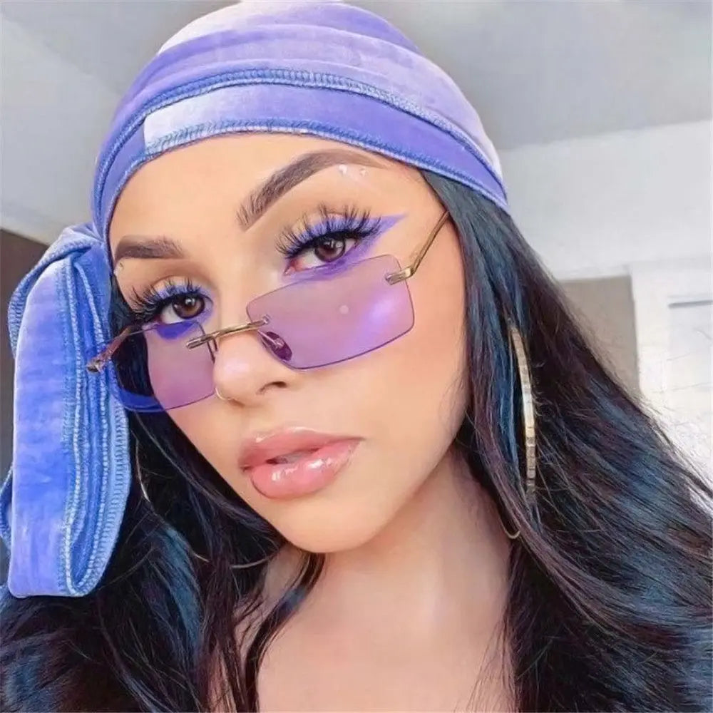 Fashion Rimless Rectangle Sunglasses Women Luxury Design Sun Glasses Ladies Retro Gradient Eyewear Summer UV400 Sun Shades