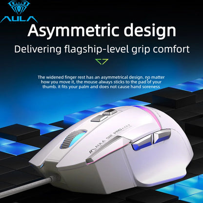 Promoção Especial Rato Gaming com Fio AULA S12 Pro 12800 DPI, Retroiluminação RGB, 8 Botões Programáveis, Ergonómico, para PC e Portátil