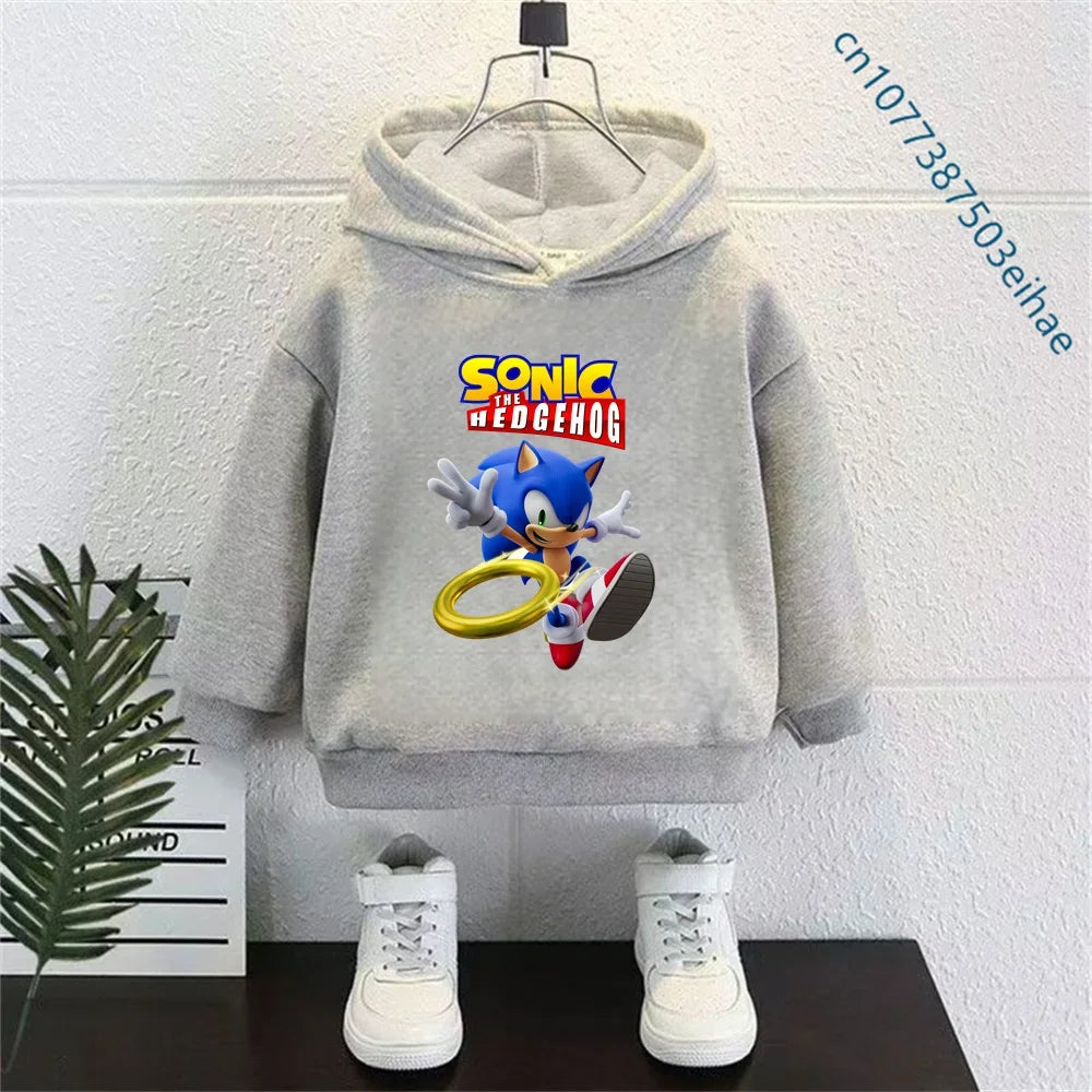Kids Thick Hoodie with Cute Sonic Anime Pattern Soft Fashion Sweatshirt Clothing Perfect Outfits Gifts for Boys and Girls