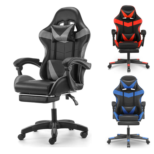 Ergonomic Gaming Chair Racing Chef Armchair Height Adjustable Office Chair Computer Chair with Armrests Headrests Up to 150KG