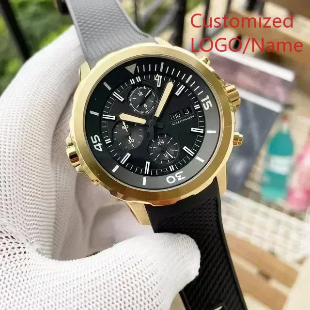 A11 Store Customized Watch Quartz Chronograph Special and External Rotating Bezel Gray Dial Men Watch Full Function Aquatimer